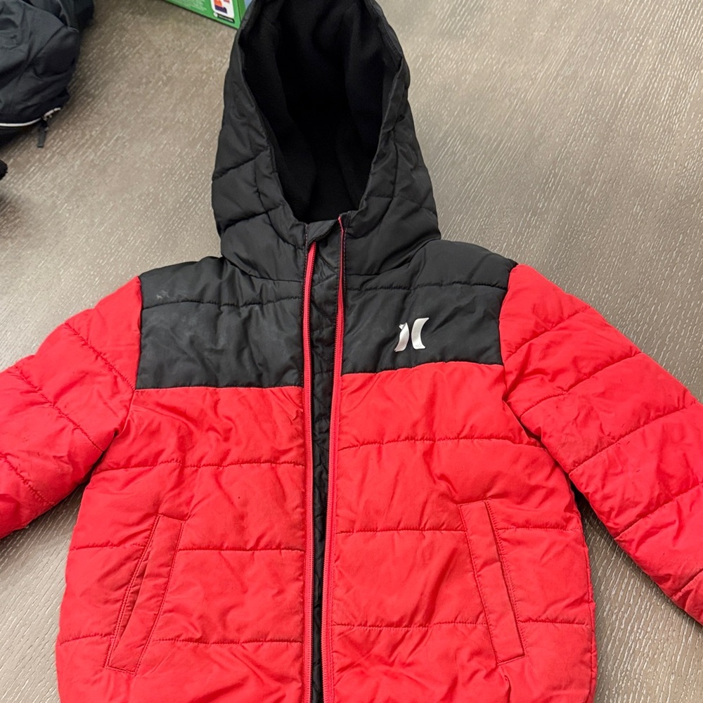 Hurley Kids Red and Black Puffer Jacket